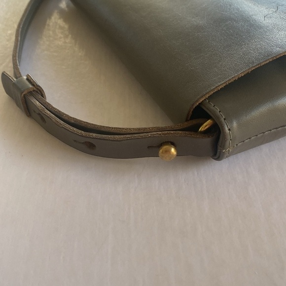 CLARE V Women’s Light Gray Leather Crossbody Bag - Picture 9 of 12